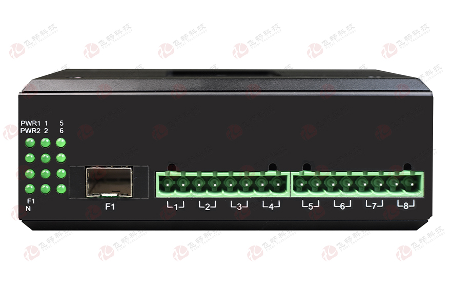 飛暢科技-工業(yè)軌式 1-8路 開(kāi)關(guān)量(支持AC220V 10A)光端機